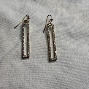 Vintage Gold & Faux Diamond Party Holiday Rectangular Earrings